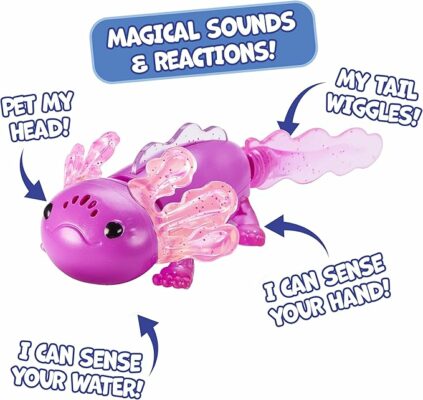Fingerlings Interactive Baby Axolotl Ziggy Magenta Swims & Lights Up