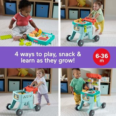 Fisher Price Baby Push Toy 4 in 1 Snack Cart Walker Learning Activity