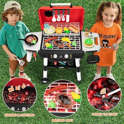 Kids Play Kitchen Toys BBQ Grill Playset
