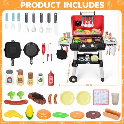 Kids Play Kitchen Toys BBQ Grill Playset