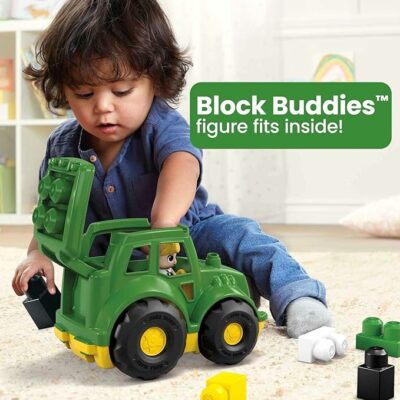 MEGA BLOKS John Deere Lil’ Tractor with 6 Pieces and Storage Blocks Toy Set