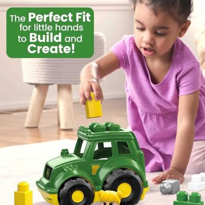 MEGA BLOKS John Deere Lil’ Tractor with 6 Pieces and Storage Blocks Toy Set