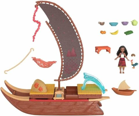 Mattel Disney Moana 2 Toy Playset with Floating Adventure Canoe