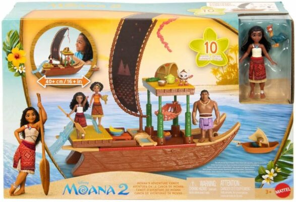 Mattel Disney Moana 2 Toy Playset with Floating Adventure Canoe
