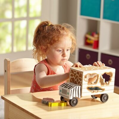 Melissa & Doug Animal Rescue Shape-Sorting Truck Wooden Toy
