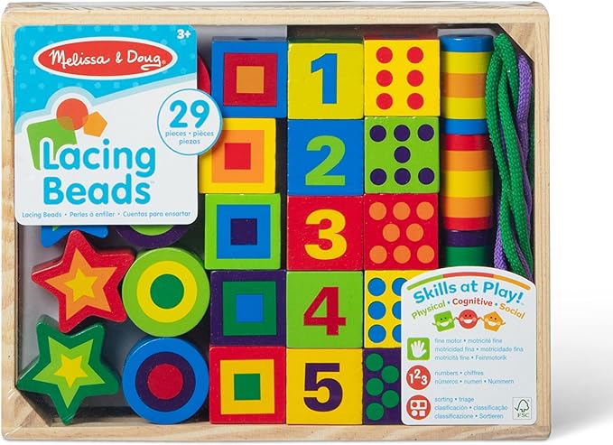 Melissa & Doug Deluxe Wooden Lacing Beads Educational Activity