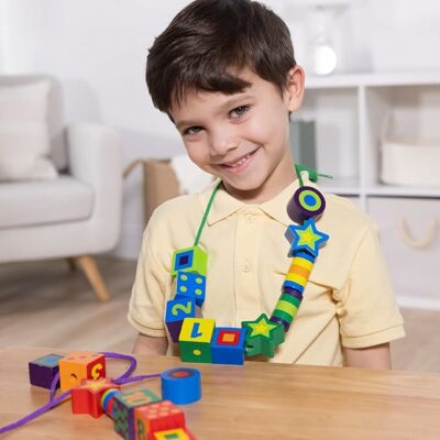 Melissa & Doug Deluxe Wooden Lacing Beads Educational Activity