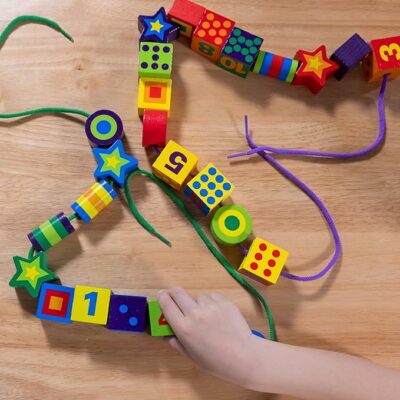 Melissa & Doug Deluxe Wooden Lacing Beads Educational Activity