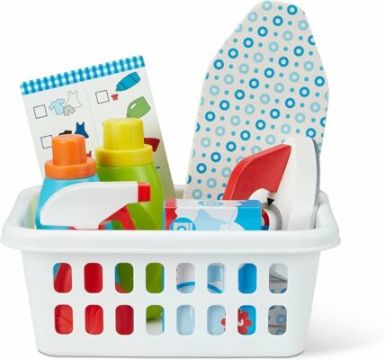 Melissa & Doug Laundry Basket Play Set with Wooden Iron and Accessories