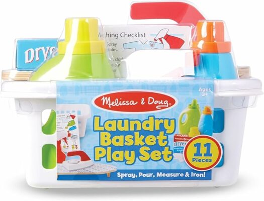 Melissa & Doug Laundry Basket Play Set with Wooden Iron and Accessories