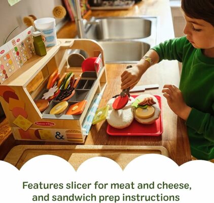 Melissa & Doug Slice Stack Serve Wooden Sandwich Counter Pretend Play Store