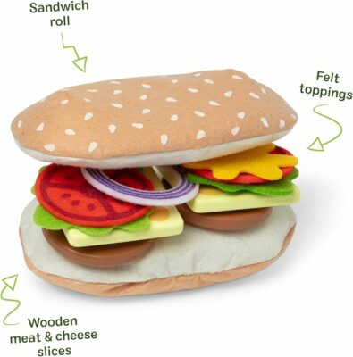 Melissa & Doug Slice Stack Serve Wooden Sandwich Counter Pretend Play Store