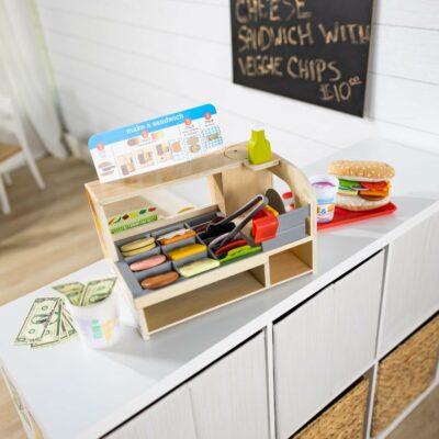 Melissa & Doug Slice Stack Serve Wooden Sandwich Counter Pretend Play Store
