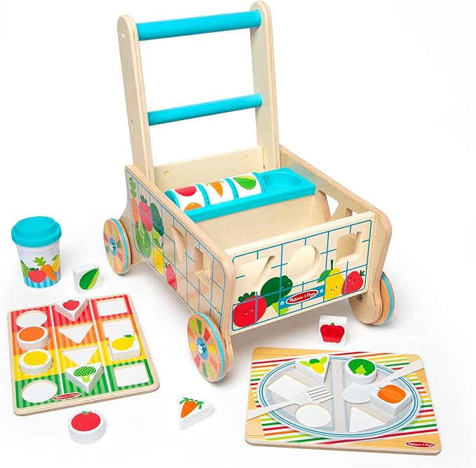 Melissa & Doug Wooden Shape Sorting Grocery Cart