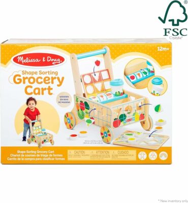 Melissa & Doug Wooden Shape Sorting Grocery Cart