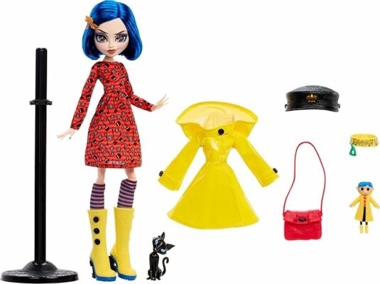 Monster High Skullector Doll Coraline Collectible in Yellow Raincoat