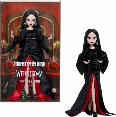 Monster High x Wednesday Doll Morticia Addams Collectible in Black