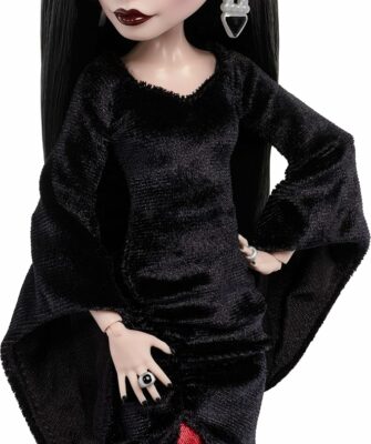 Monster High x Wednesday Doll Morticia Addams Collectible in Black