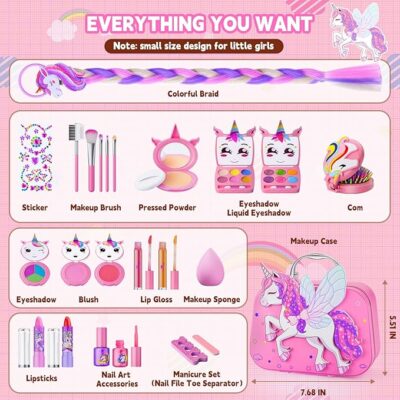 Real Washable Make Up Set with Storage Case for Girls