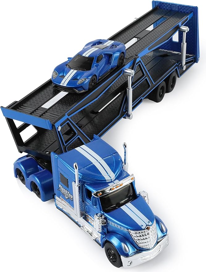 Semi Truck Trailer with Car Model Kit