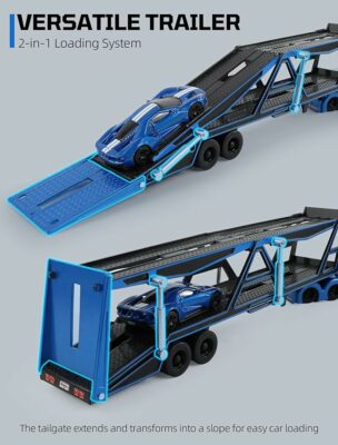 Semi Truck Trailer with Car Model Kit