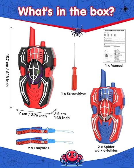 Spider Hero Walkie Talkies for Kids 2 Pack Indoor & Outdoor Toys Spider Hero Walkie Talkies for Kids 2 Pack Indoor & Outdoor Toys