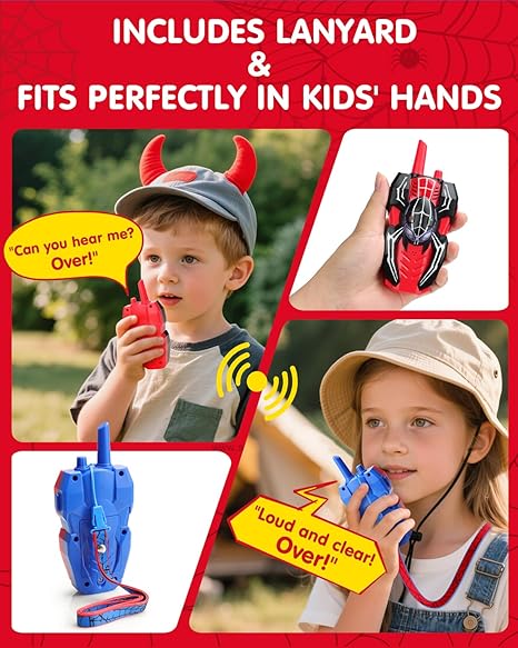 Spider Hero Walkie Talkies for Kids 2 Pack Indoor & Outdoor Toys Spider Hero Walkie Talkies for Kids 2 Pack Indoor & Outdoor Toys