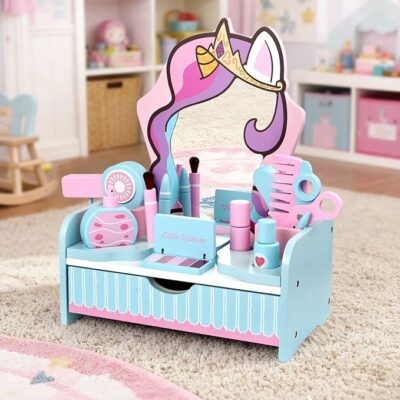 Wooden Makeup Vanity Set for Girls