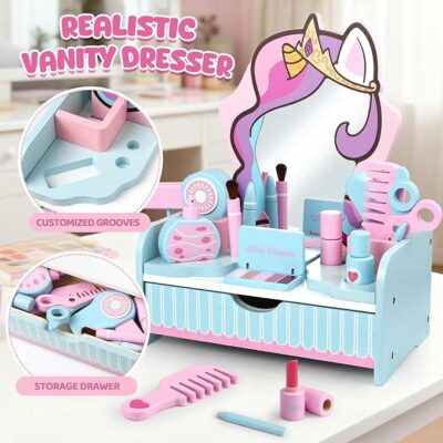 Wooden Makeup Vanity Set for Girls