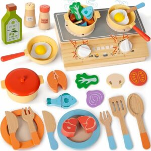 Wooden Play Kitchen Accessories Cooking Set