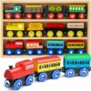 Wooden Train Set 12 PCS Train Toys Magnetic Set
