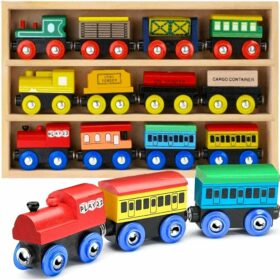 Wooden Train Set 12 PCS Train Toys Magnetic Set