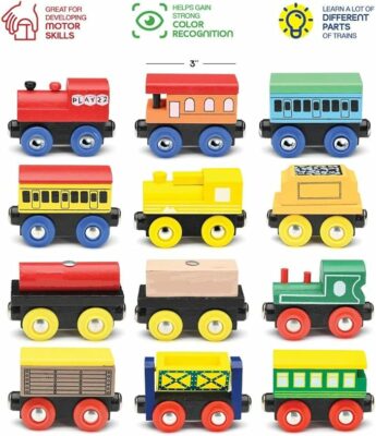 Wooden Train Set 12 PCS Train Toys Magnetic Set