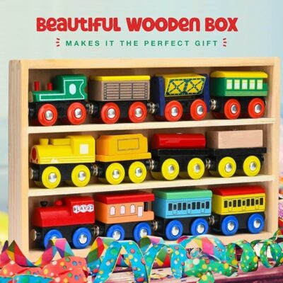 Wooden Train Set 12 PCS Train Toys Magnetic Set