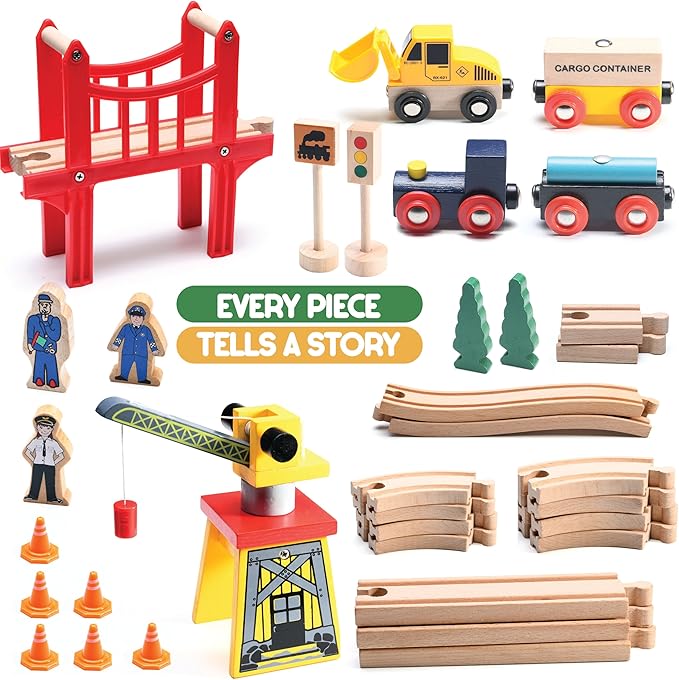 Wooden Train Set 38 Pieces Track Set Wooden Train Set 38 Pieces Track Set