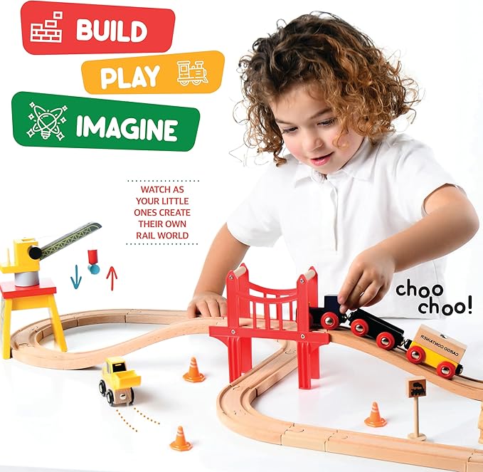 Wooden Train Set 38 Pieces Track Set Wooden Train Set 38 Pieces Track Set