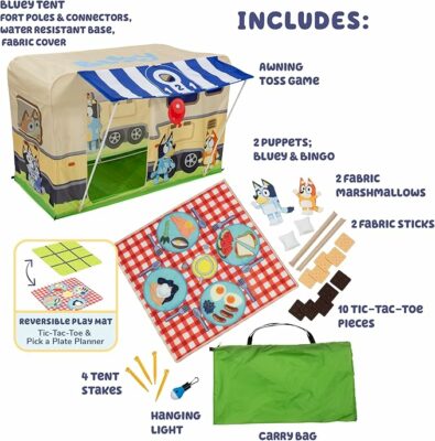 BLUEY Camping Activity Fort Indoor and Outdoor Play House Toy for Kids