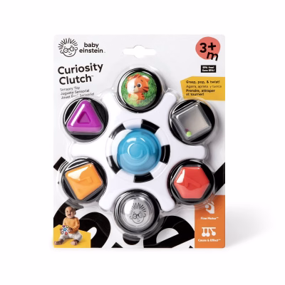 Baby Einstein Curiosity Clutch Twist and Pop Rattle Teether Infant Toy