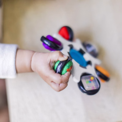 Baby Einstein Curiosity Clutch Twist and Pop Rattle Teether Infant Toy