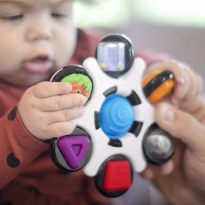 Baby Einstein Curiosity Clutch Twist and Pop Rattle Teether Infant Toy