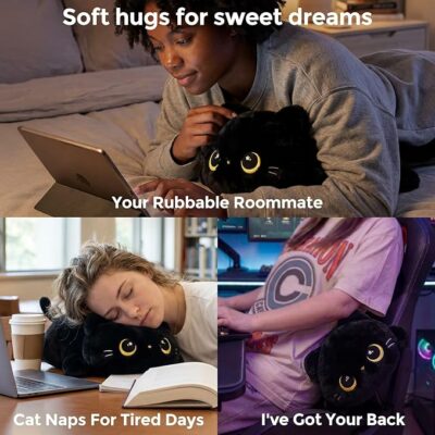 Cute Black Cat Plush Pillow Stuffed Animal