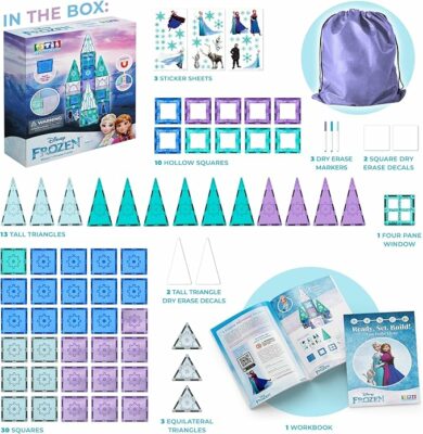 Disney Frozen Magnetic Tiles Princess Castle 68 Piece STEAM Building Set