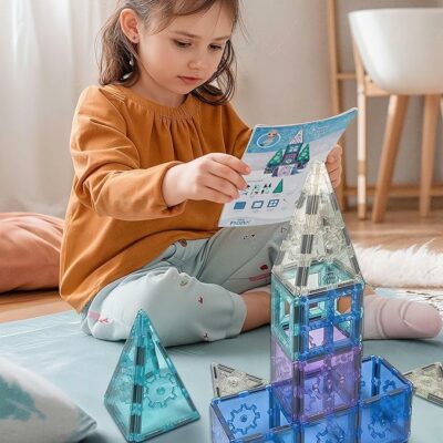 Disney Frozen Magnetic Tiles Princess Castle 68 Piece STEAM Building Set