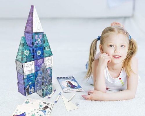 Disney Frozen Magnetic Tiles Princess Castle 68 Piece STEAM Building Set