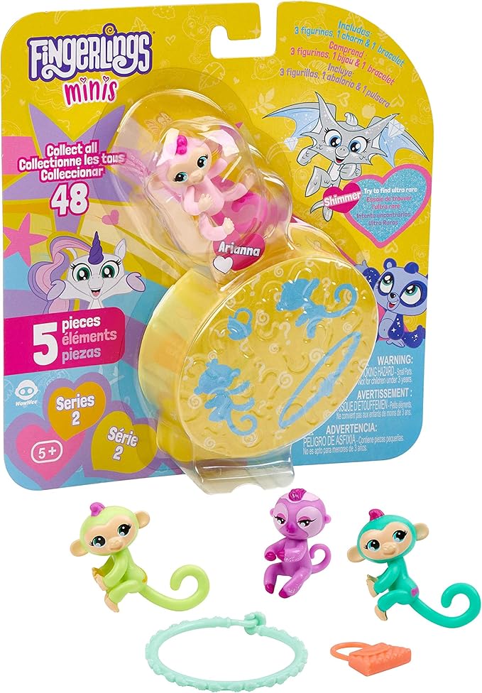 Fingerlings Minis Series 3 Figures Plus Bonus Bracelet & Charm Multicolor