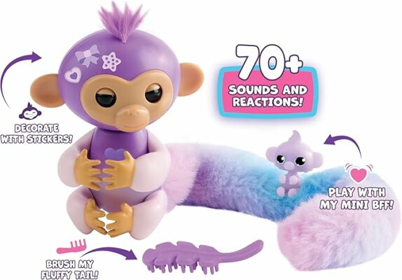Fingerlings Snuggle Tails Interactive Purple Monkey