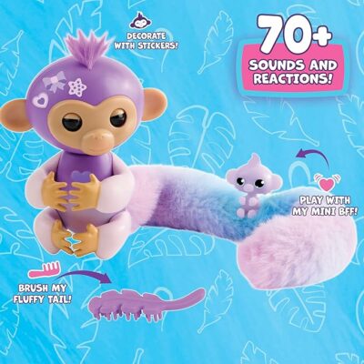 Fingerlings Snuggle Tails Interactive Purple Monkey