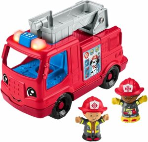 Fisher-Price Little People Fire Truck Musical Push Along Vehicle with 2 Figure
