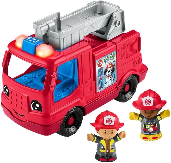 Fisher-Price Little People Fire Truck Musical Push Along Vehicle with 2 Figure