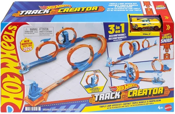 Hot Wheels Toy Car Track Set Triple Loop Pack & 1:64 Scale Vehicle